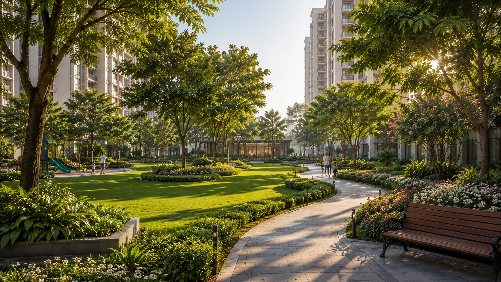 Landscaped courtyard with aerial view