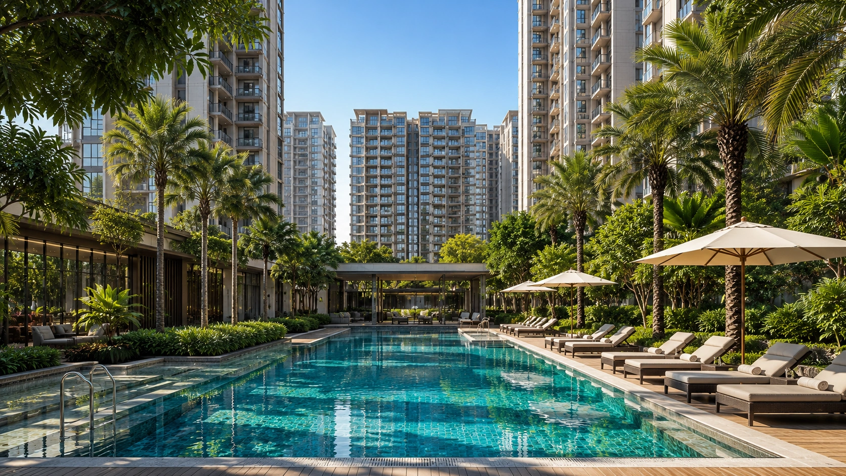 Resort-style swimming pool